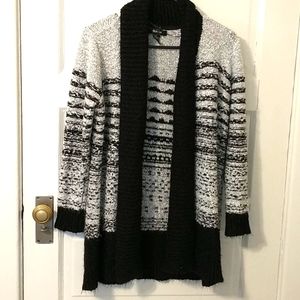 Fuzzy open front long cardigan